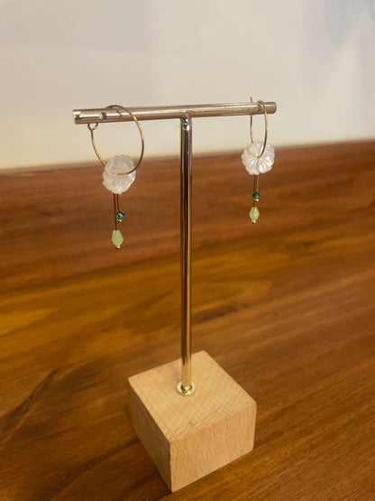 BOUCLE D’OREILLE FLEUR NACRE